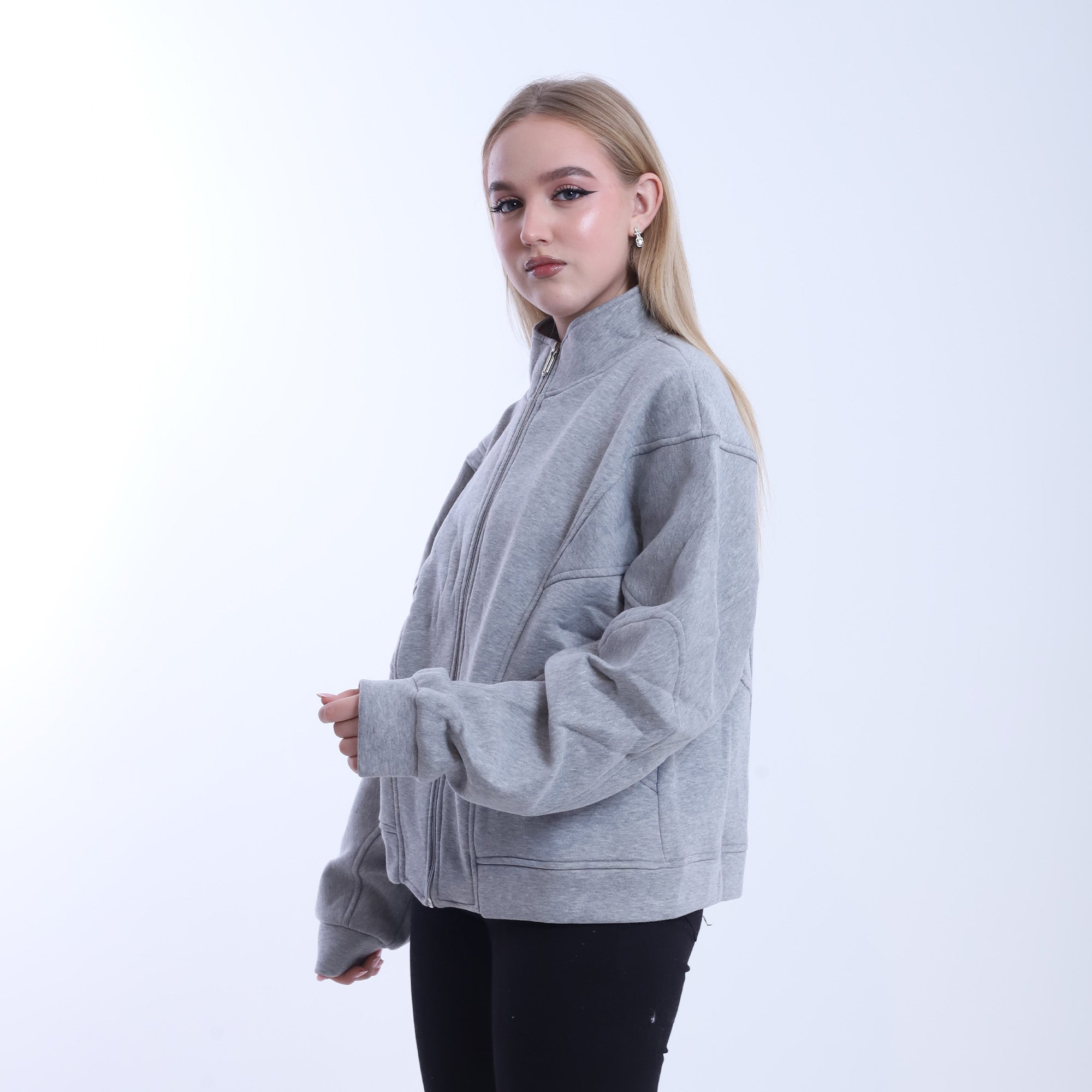 Zipper Melton Sweet Shirt