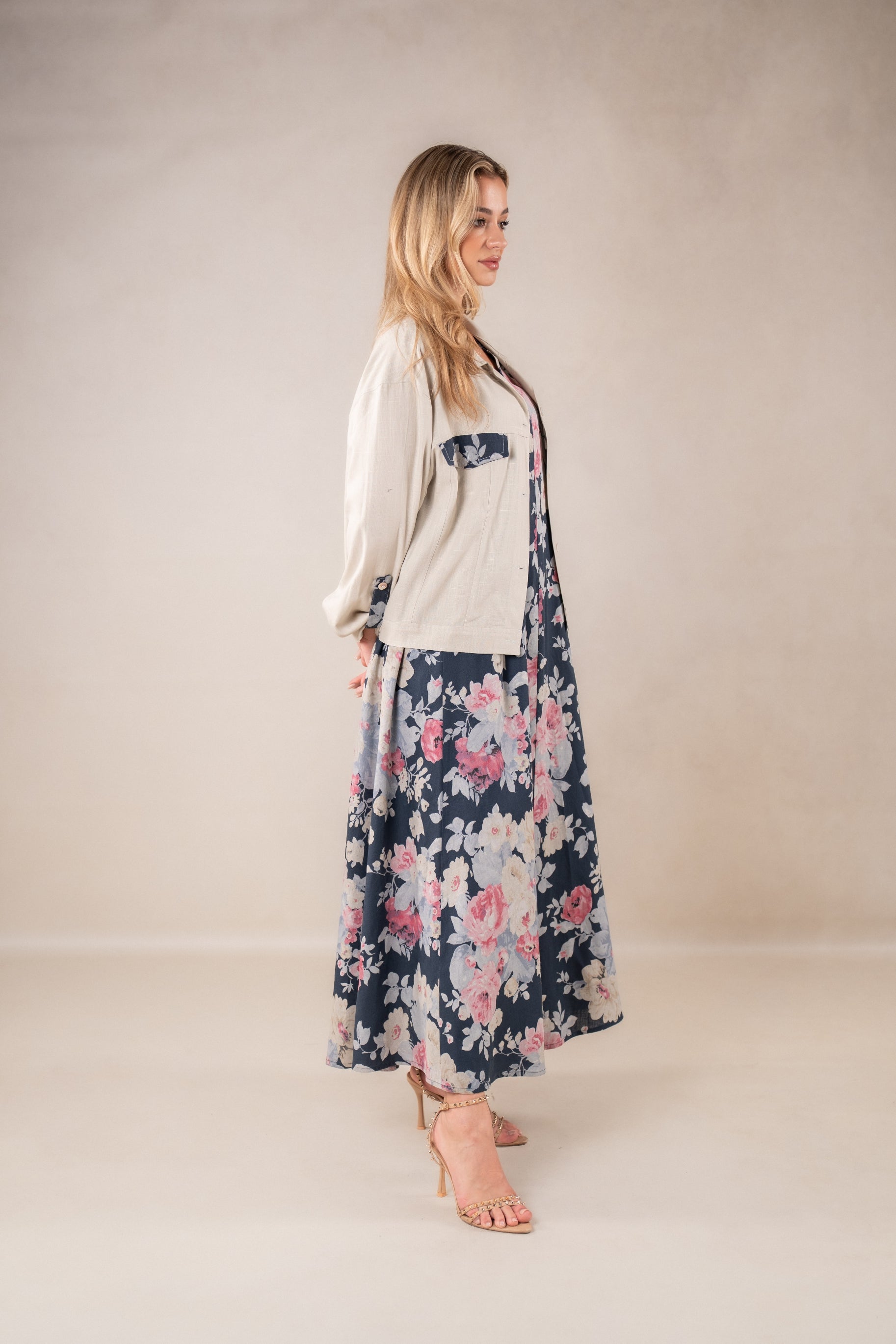Verdant Vibe sleeveless Dress with Jacket