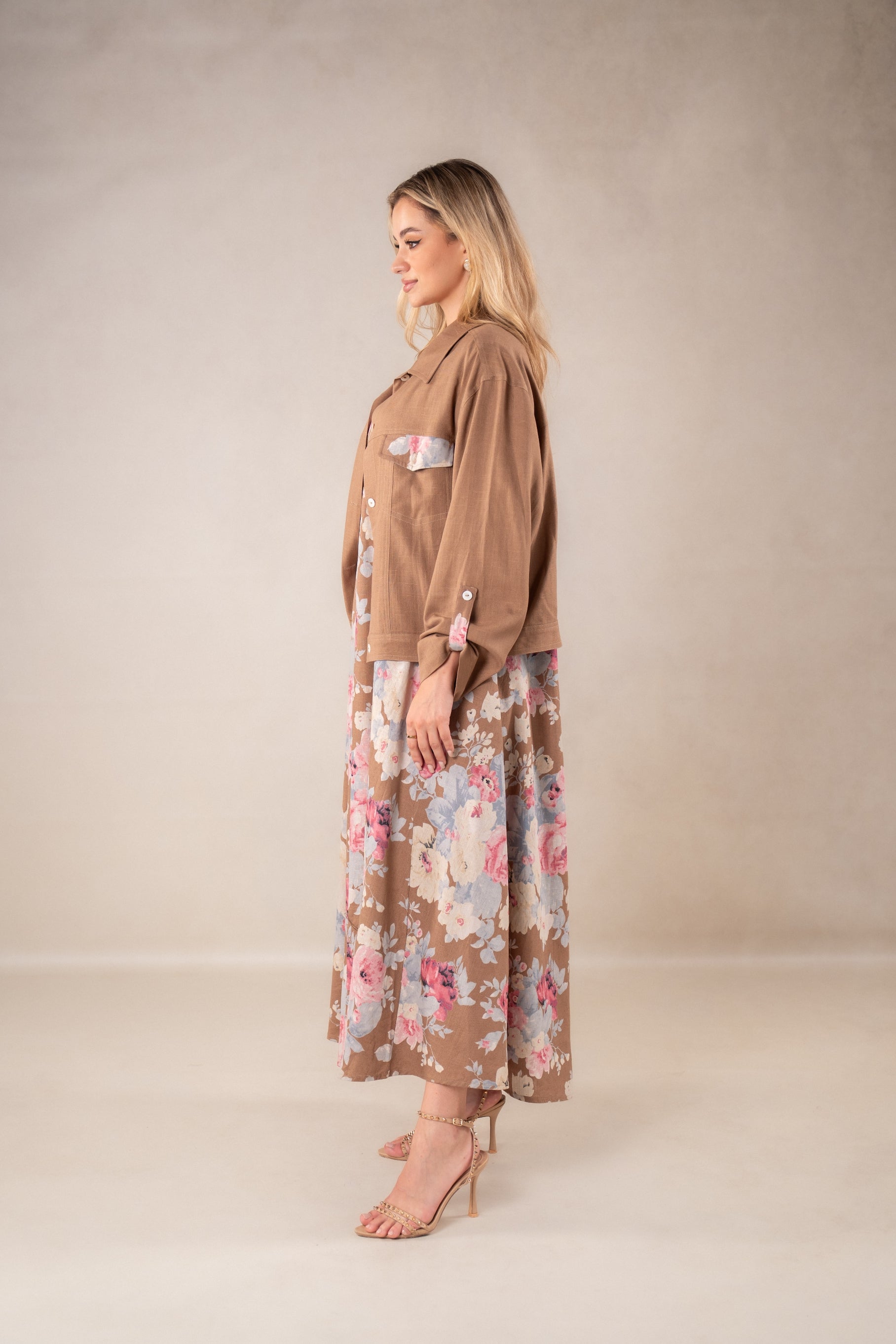 Verdant Vibe sleeveless Dress with Jacket
