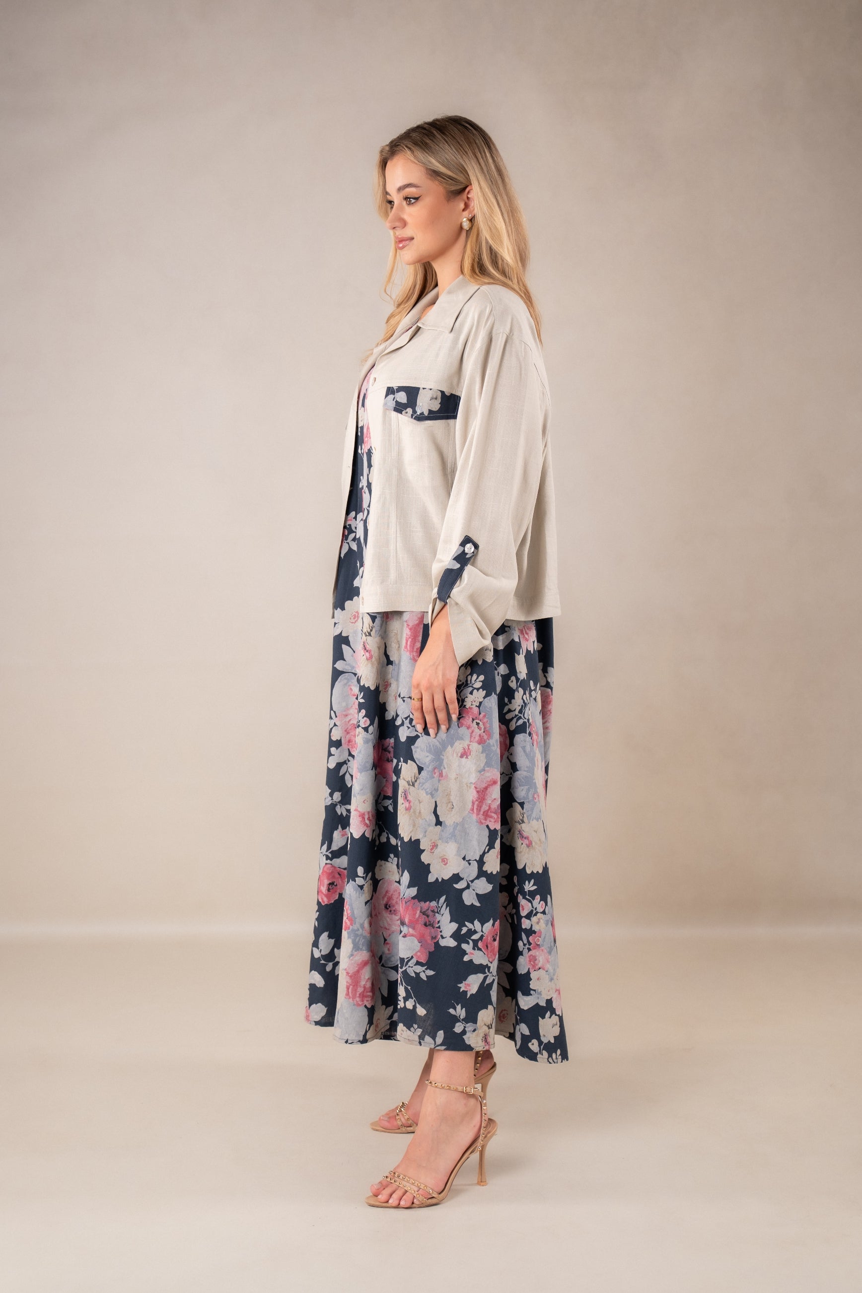 Verdant Vibe sleeveless Dress with Jacket