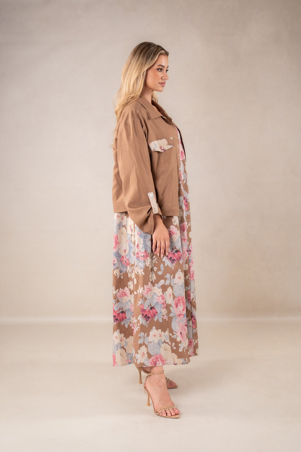 Verdant Vibe sleeveless Dress with Jacket