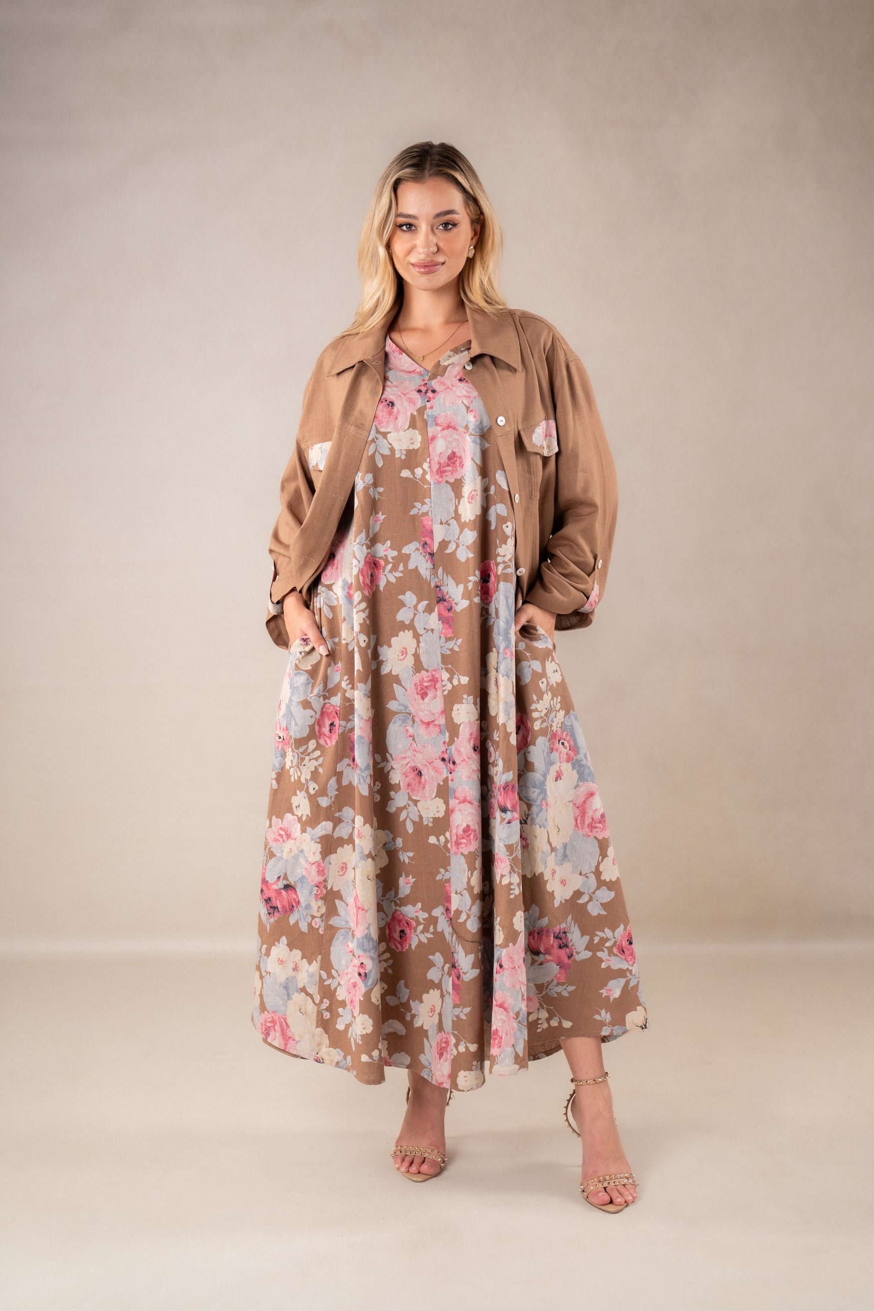 Verdant Vibe sleeveless Dress with Jacket