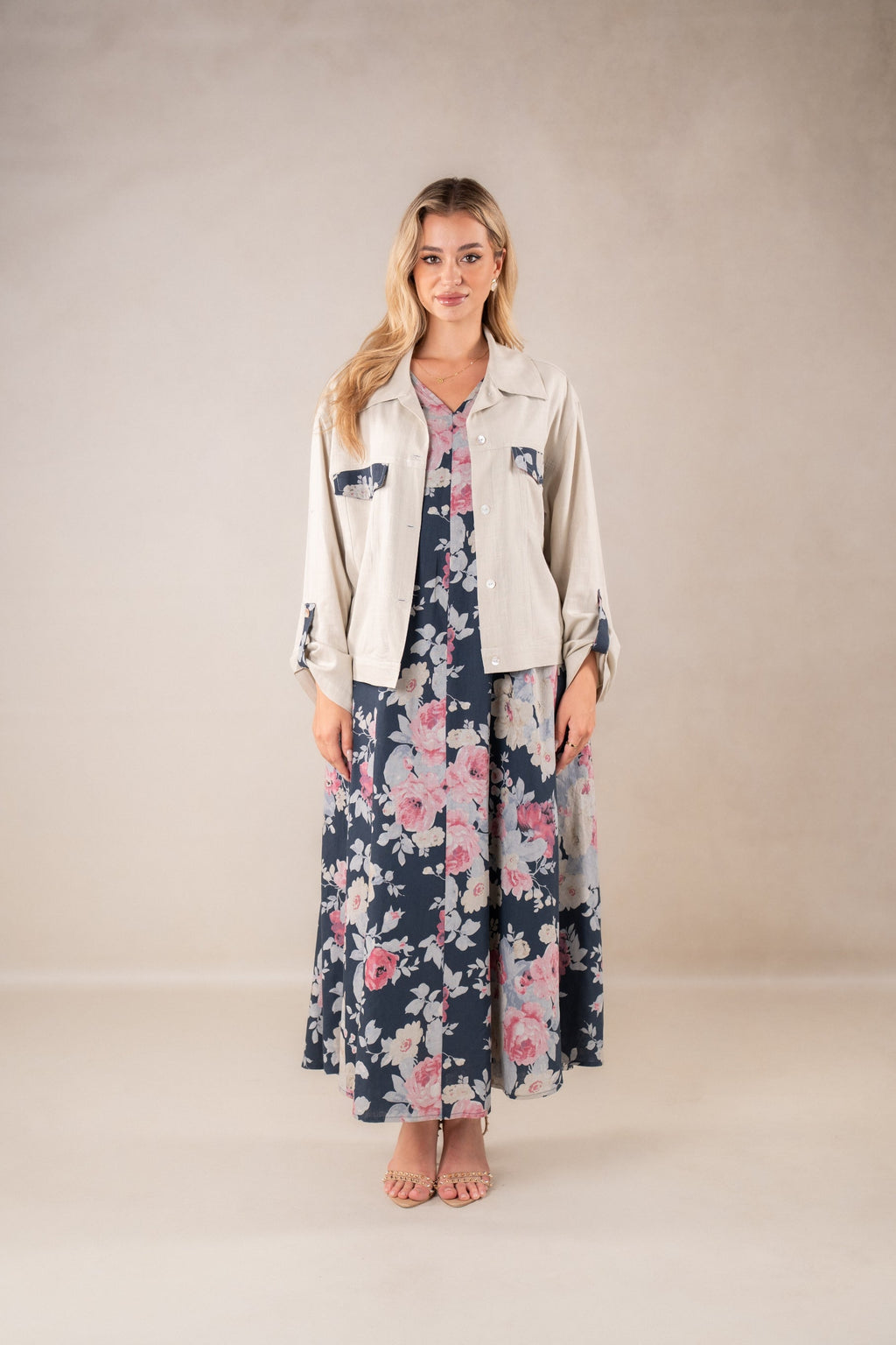 Verdant Vibe sleeveless Dress with Jacket