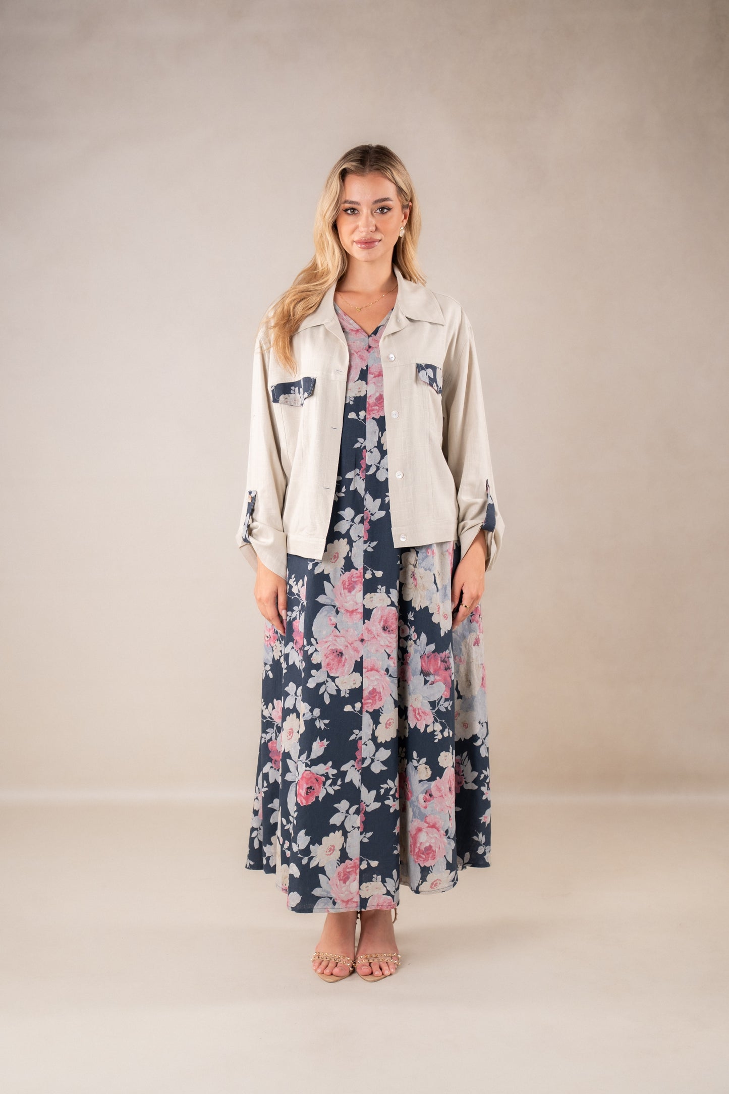 Verdant Vibe sleeveless Dress with Jacket