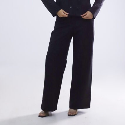 Elegant Navy Pinstripe Wide-Leg Pants