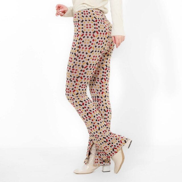 Jacquard pants with leg opening - Image 2