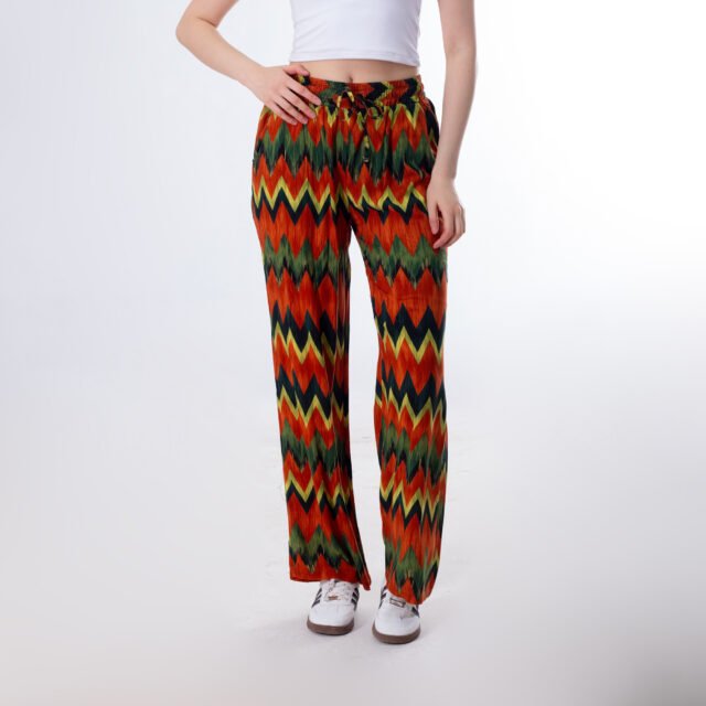 Chevron Print Wide-Leg Pants
