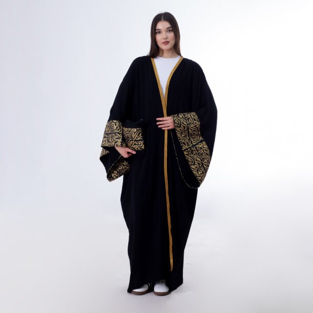 Elegant Black Abaya with Gold Embroidery