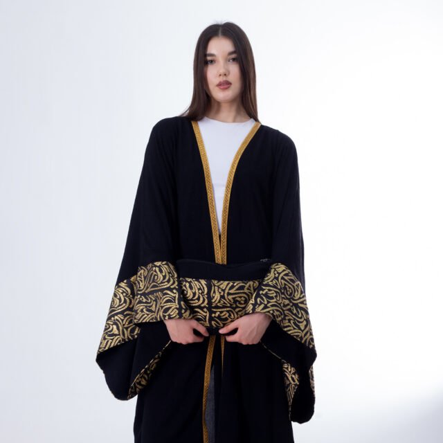 Elegant Black Abaya with Gold Embroidery - Image 4