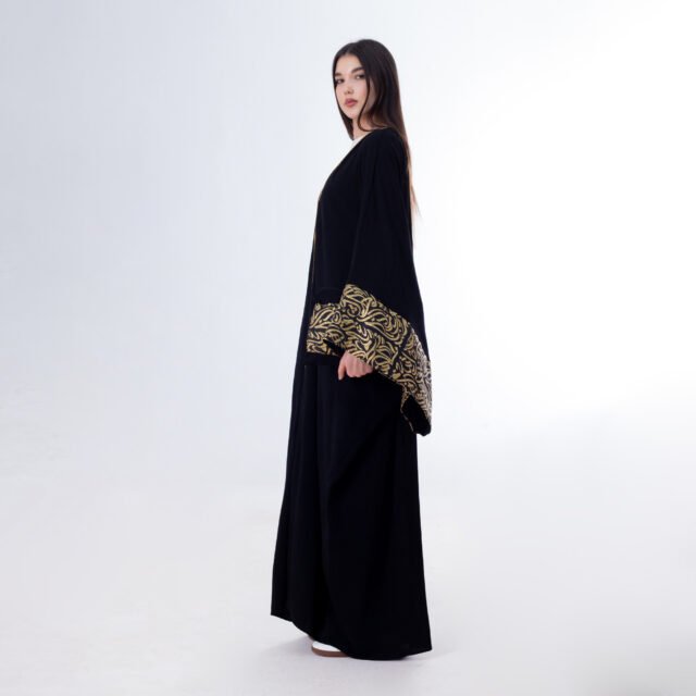 Elegant Black Abaya with Gold Embroidery - Image 5