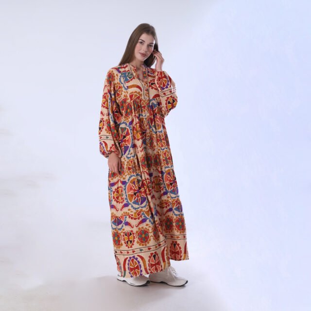 Elegant Bohemian Print Maxi Dress - Image 5