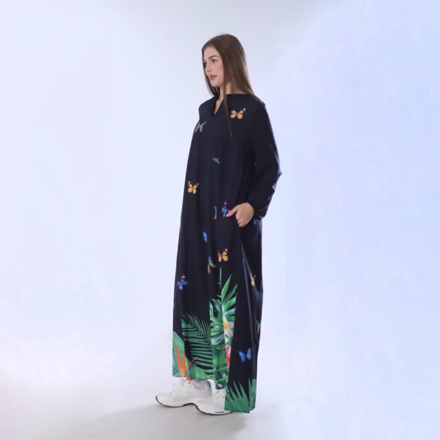 Black Tropical Print Maxi Dress - Image 2