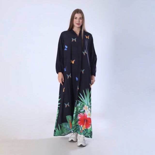 Black Tropical Print Maxi Dress - Image 3