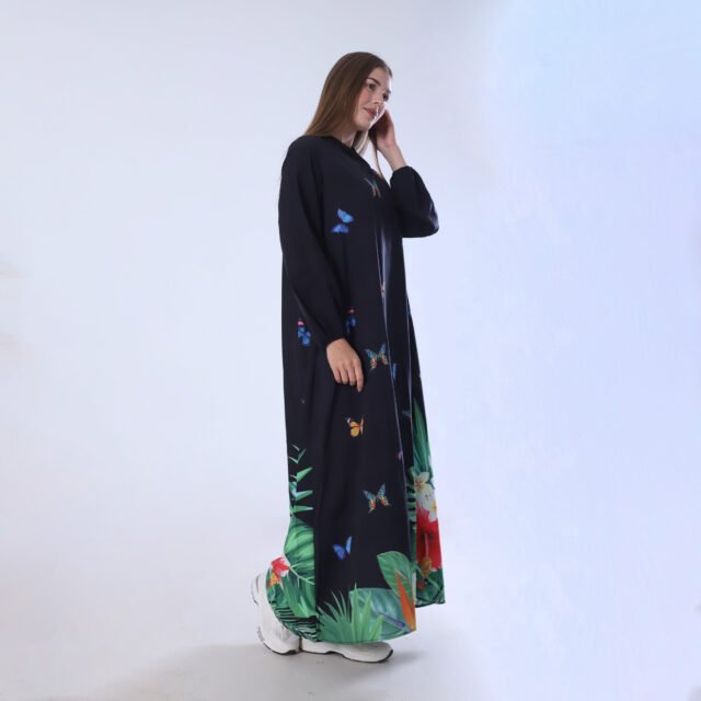 Black Tropical Print Maxi Dress - Image 4