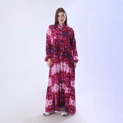 Vibrant Colorblock Floral Print Maxi Dress