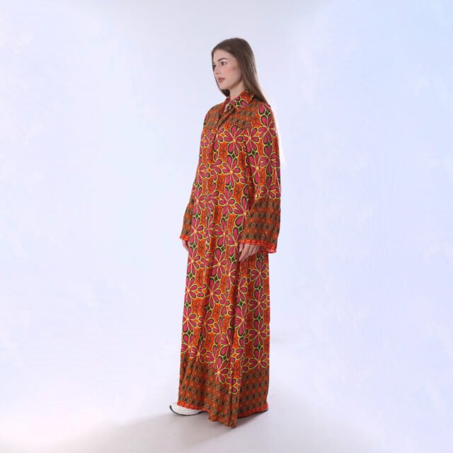 Vibrant Colorblock Floral Print Maxi Dress - Image 4