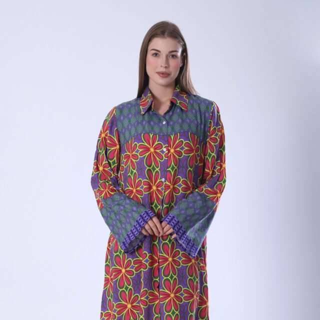 Vibrant Colorblock Floral Print Maxi Dress - Image 10
