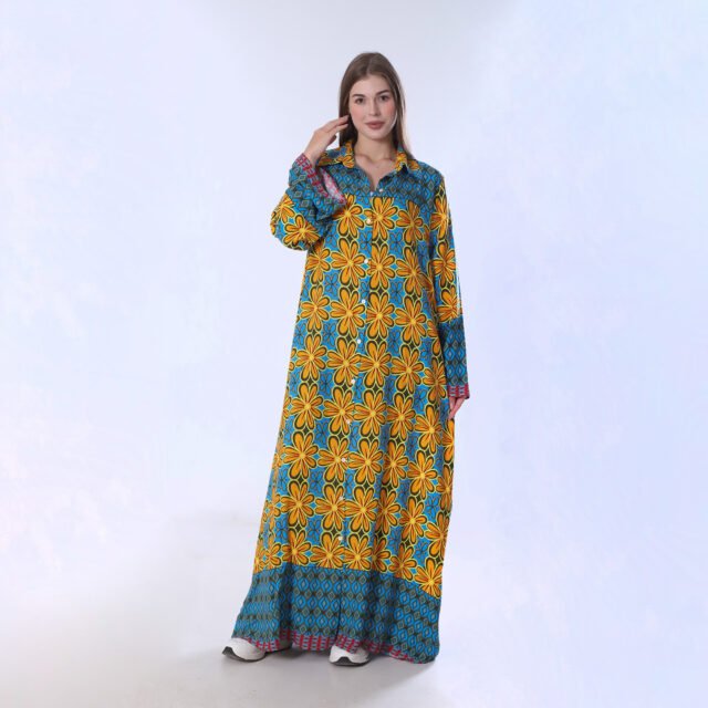 Vibrant Colorblock Floral Print Maxi Dress - Image 3