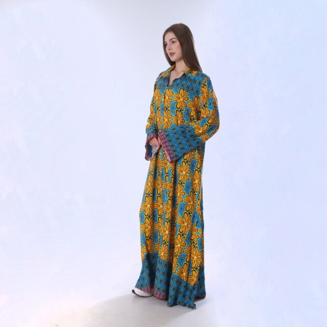Vibrant Colorblock Floral Print Maxi Dress - Image 6