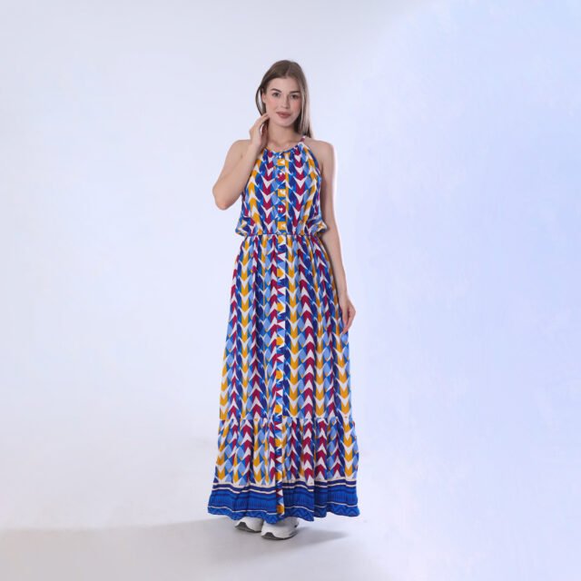 Vibrant Geometric Print Maxi Dress - Image 5