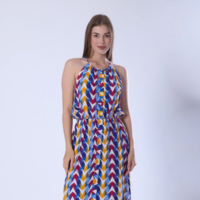Vibrant Geometric Print Maxi Dress - Image 2