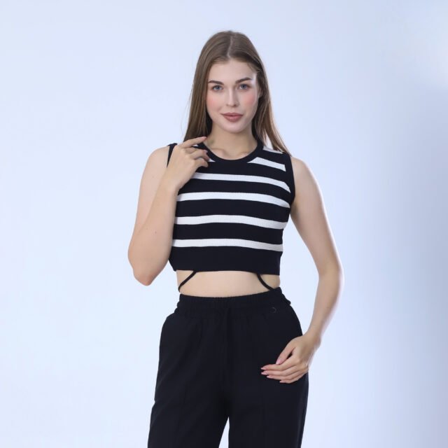 Striped Ribbed Crop Top - Image 3