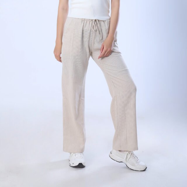 Soft Beige Ribbed Wide-Leg Pants - Image 6
