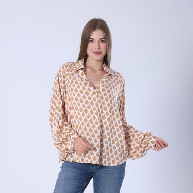 Bold Black and White Scale Print Blouse - Image 2