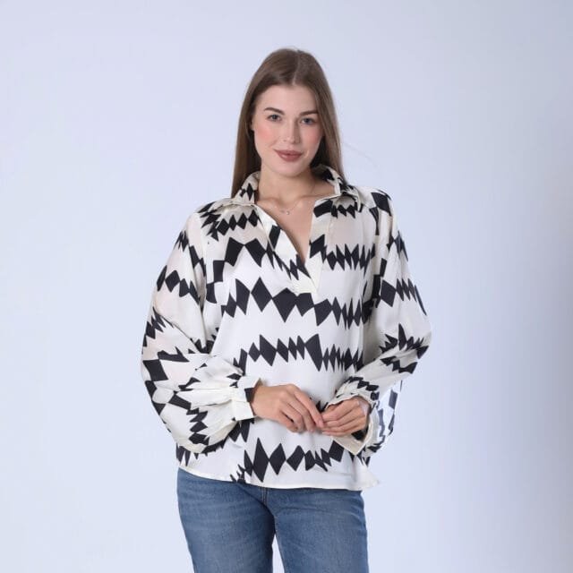 Geometric Print Blouse