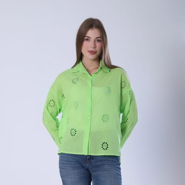 Bright Lime Embroidered Button - Image 3