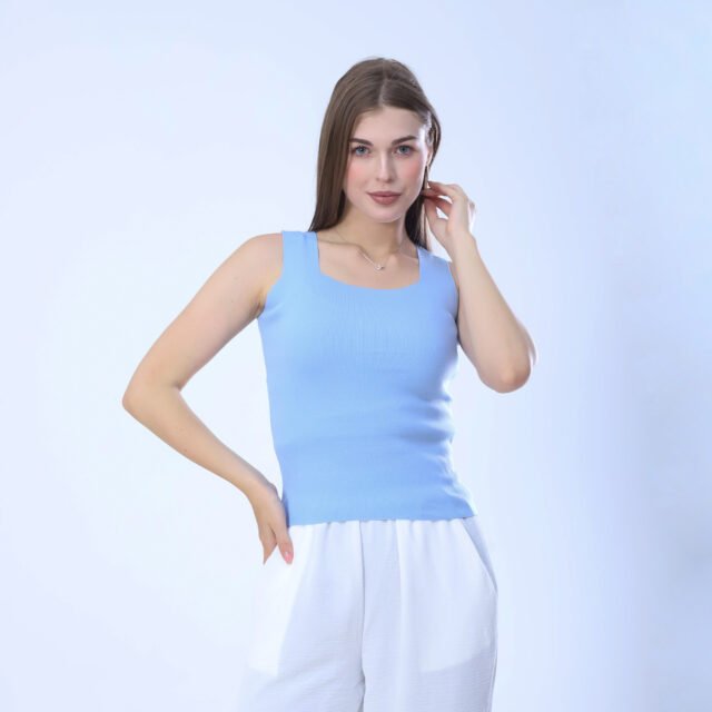 ight Blue Ribbed Tank Top - Image 2